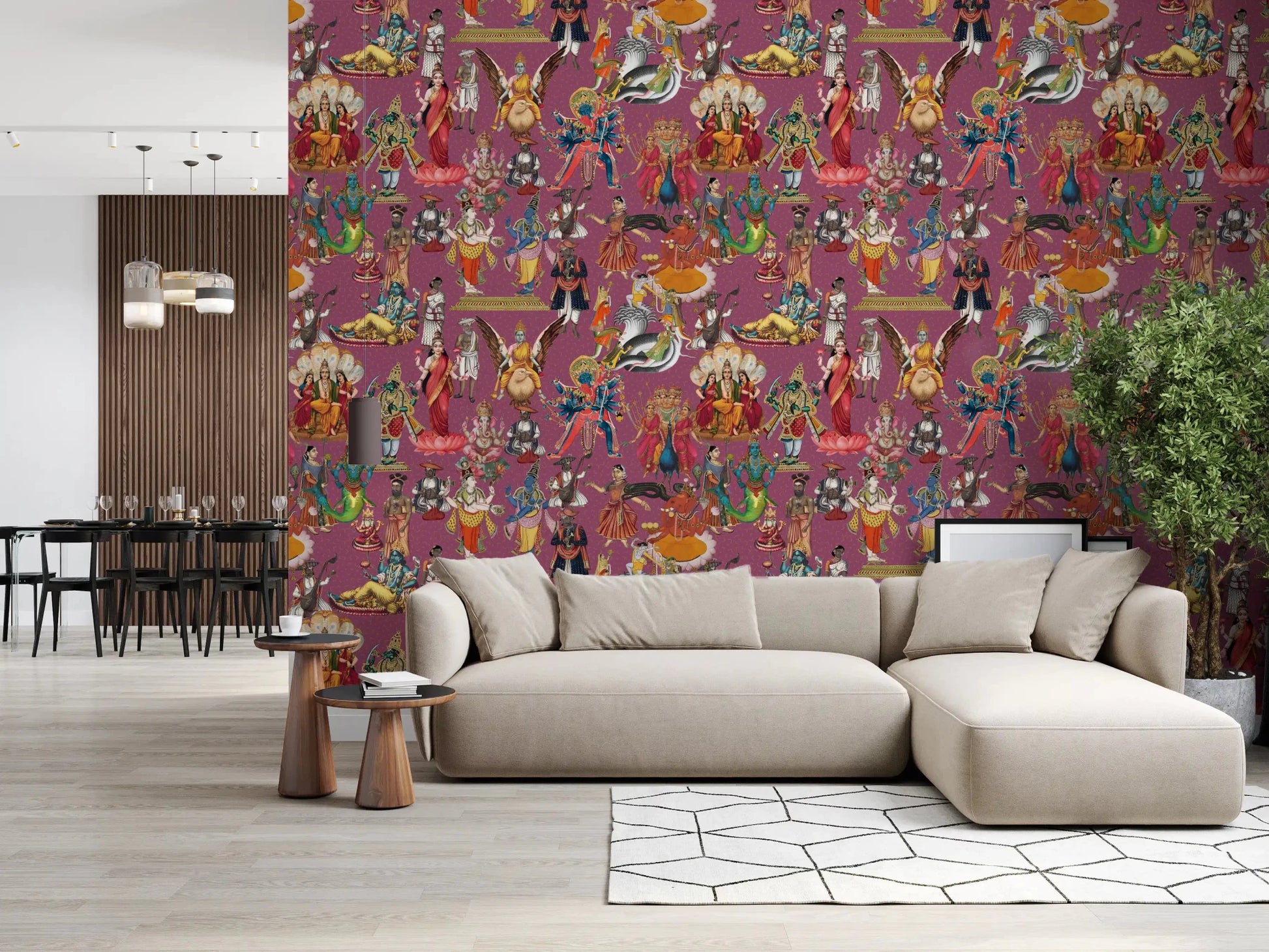 Mythology figure collage Divine Indian Pantheon wall mural in hallway