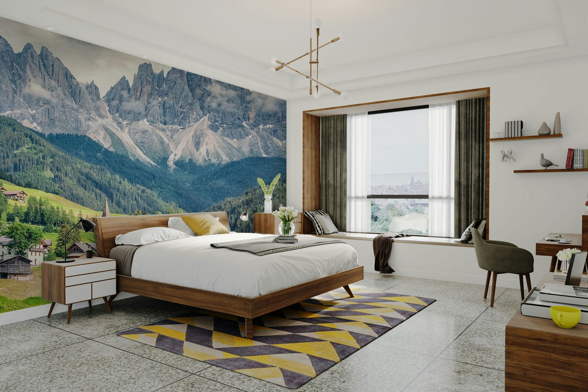 Italian Alps mural wallpaper for calming wall accents

