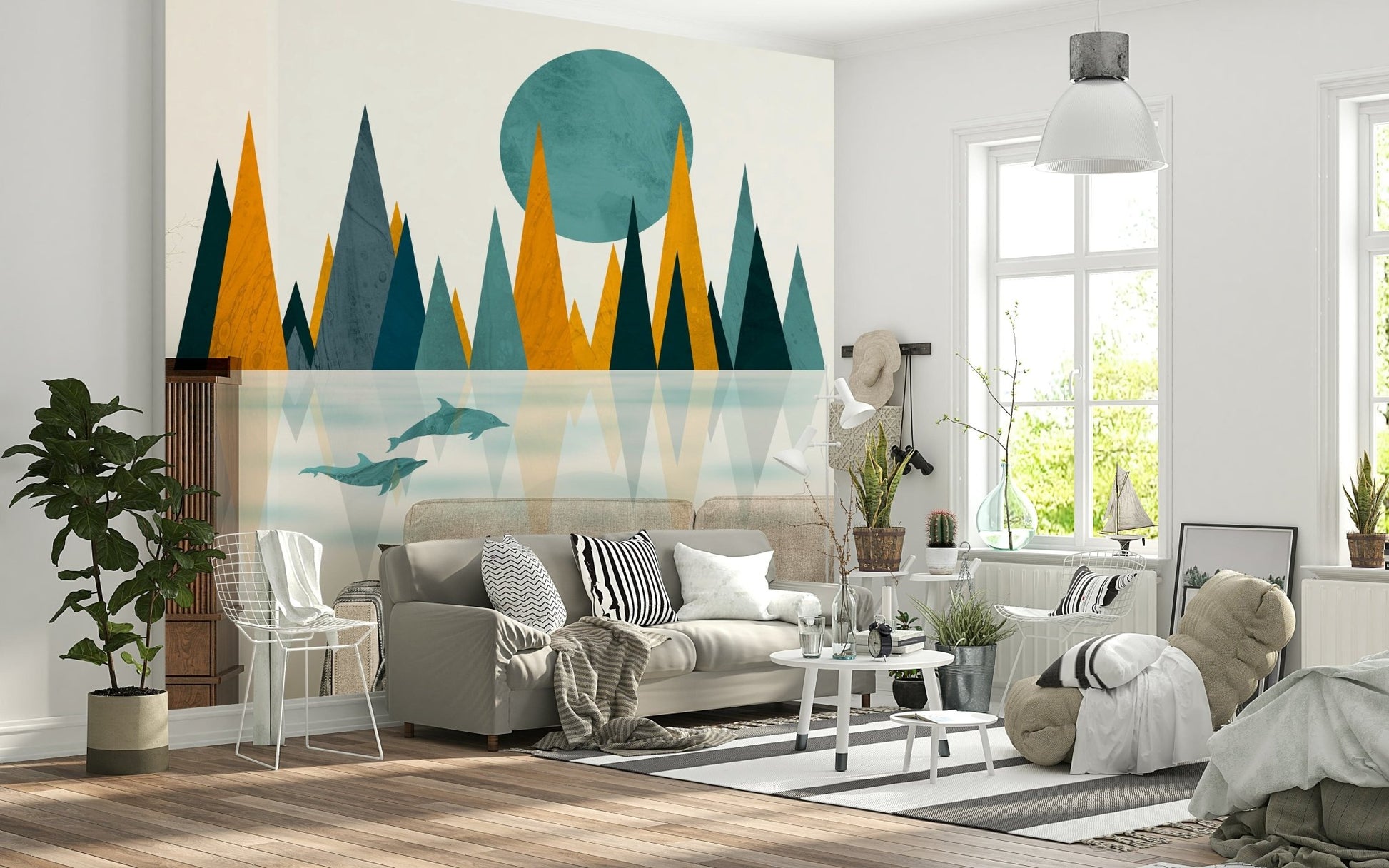 Dolphins Sunset wallpaper for walls modern peaks