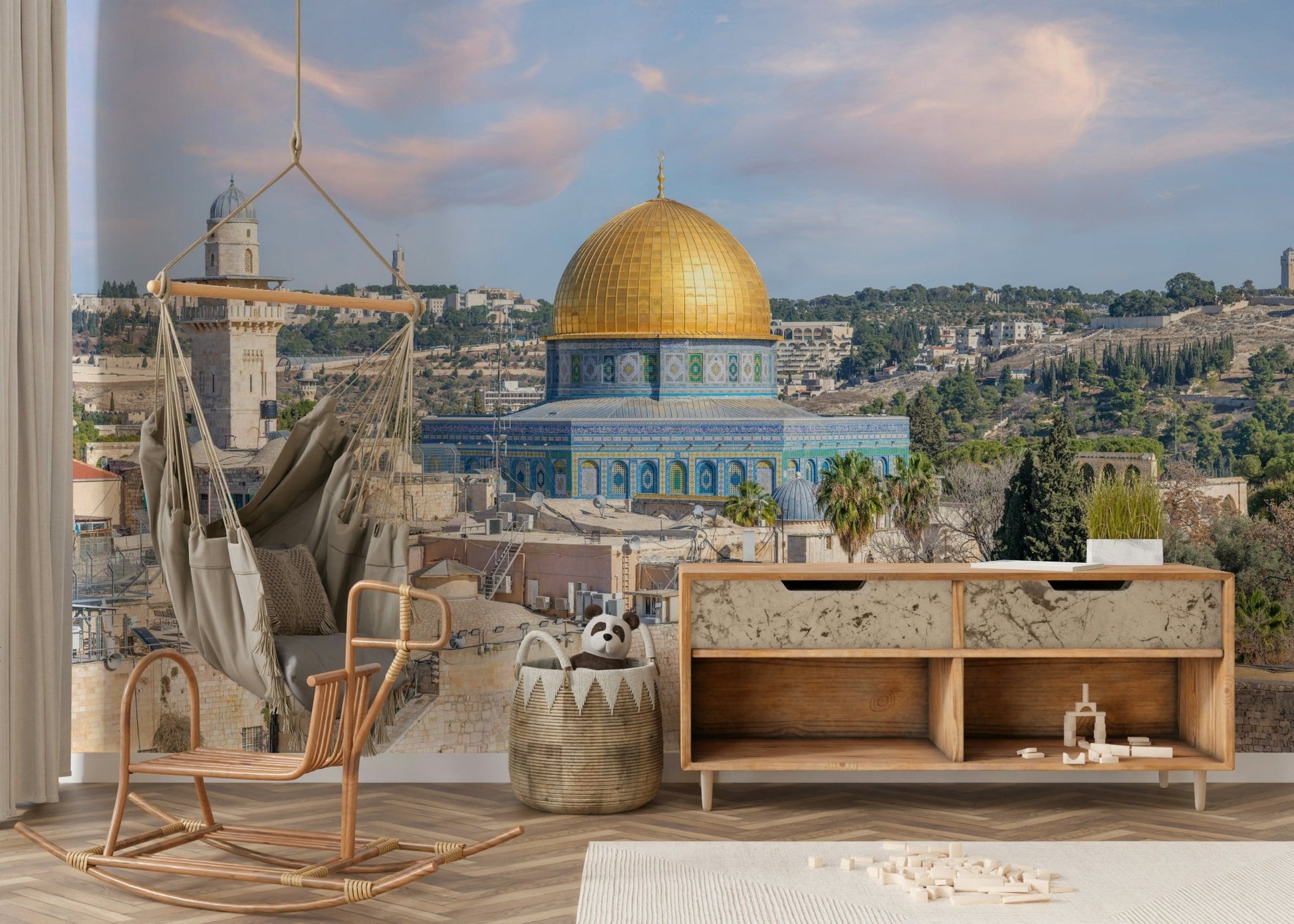 Dome of the Rock cityscape mural wallpaper

