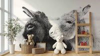 Close up of Donkey Love Wall Mural texture and line art.