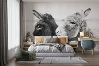 Donkey Love Wall Mural in a bright flat with oak flooring.