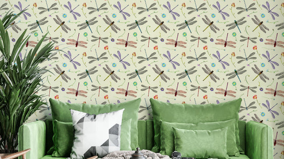 Colorful dragonfly and damselfly wall mural

