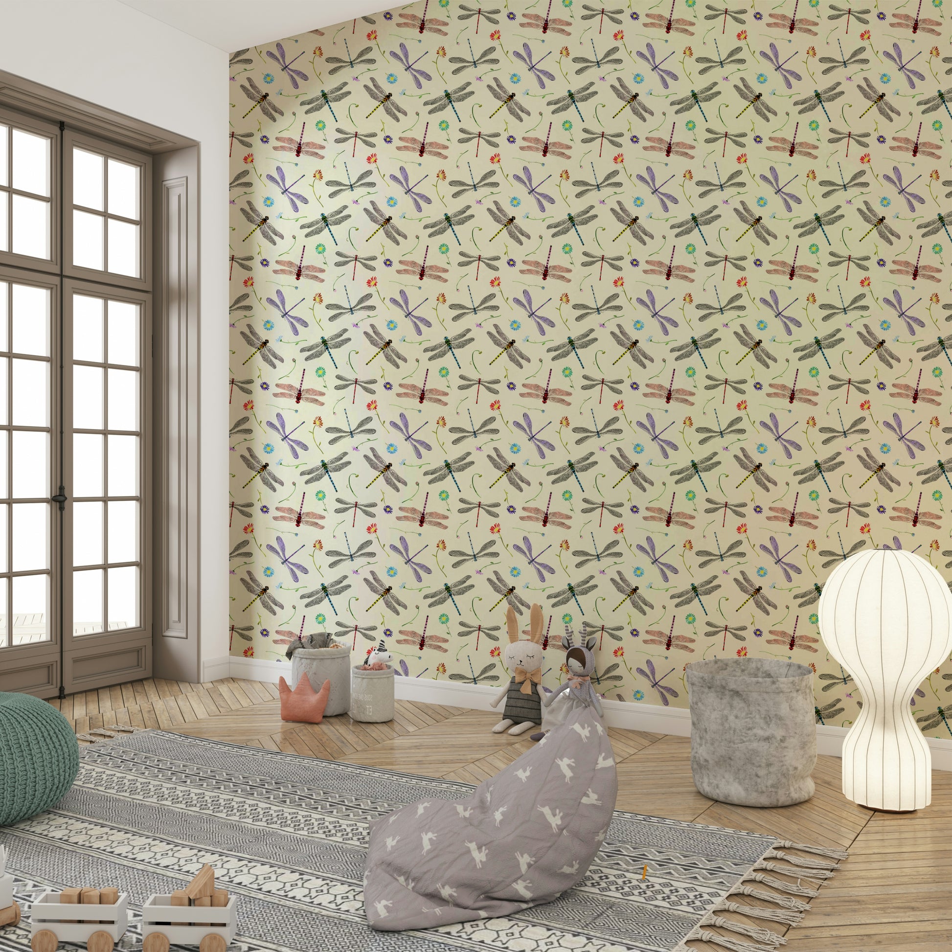 Soft nature wallpaper with dragonflies and damselflies

