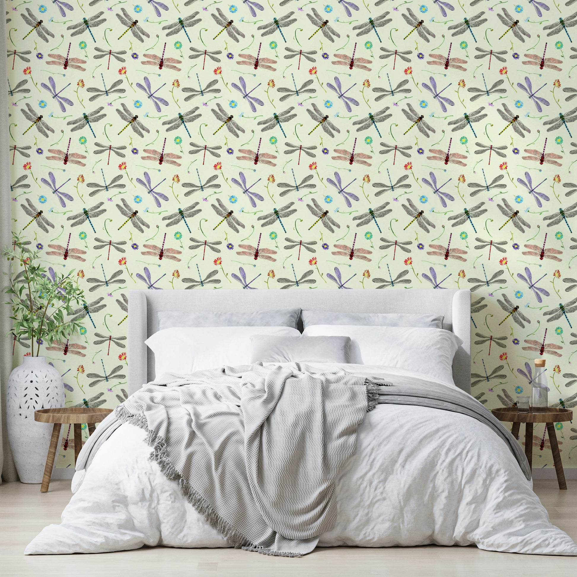 Artistic dragonfly wall mural for creative spaces

