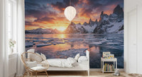 Framing Dramatic Ice Fire Peaks alpine sunset wall mural