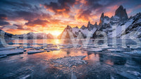 Illustrating Dramatic Ice Fire Peaks glacier peaks wall mural