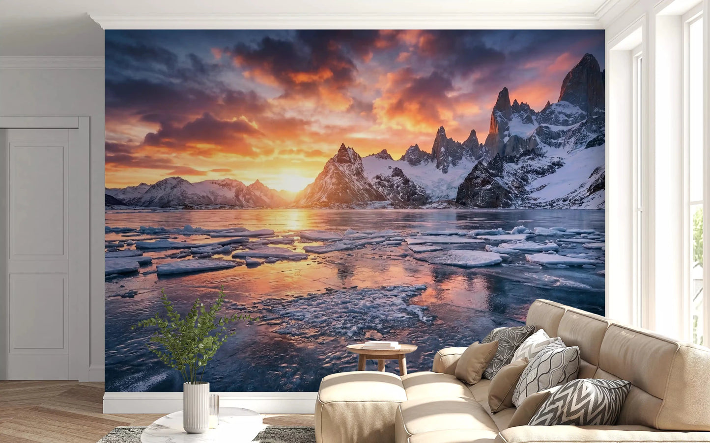 Exploring Dramatic Ice Fire Peaks snow mountain wall mural