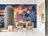 Revealing Dramatic Ice Fire Peaks icy mountain wall mural