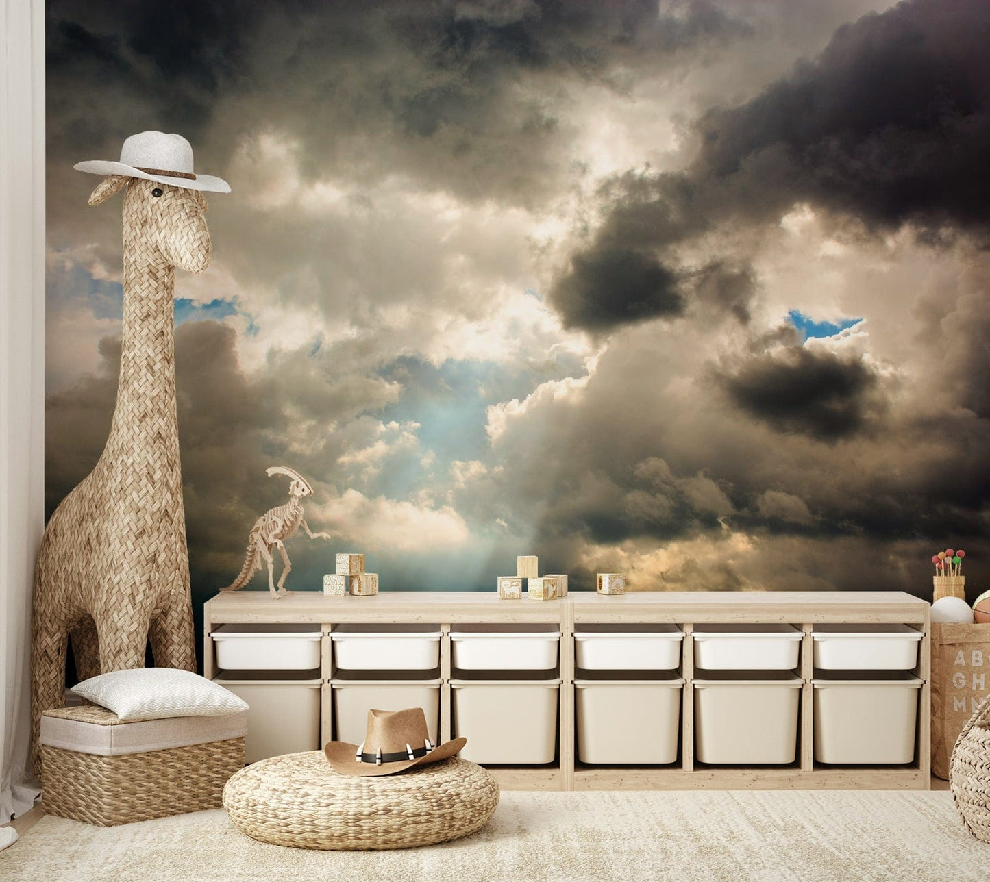 A peaceful abstract gradient mural on decorative wallpaper.

