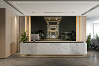 The wallpaper is applied seamlessly, making the view feel realistic.

