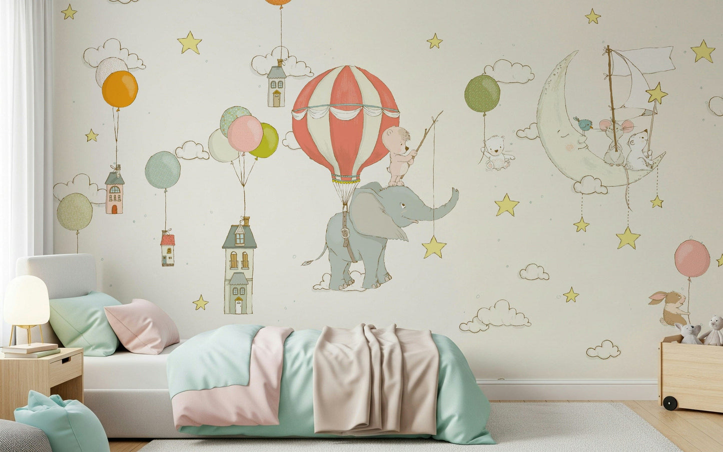 Moonlight Balloon Flight Wall Mural -2759472