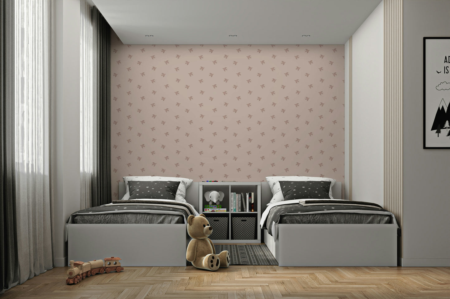 Dreamy Birds Shell Pink Wallpaper⁠