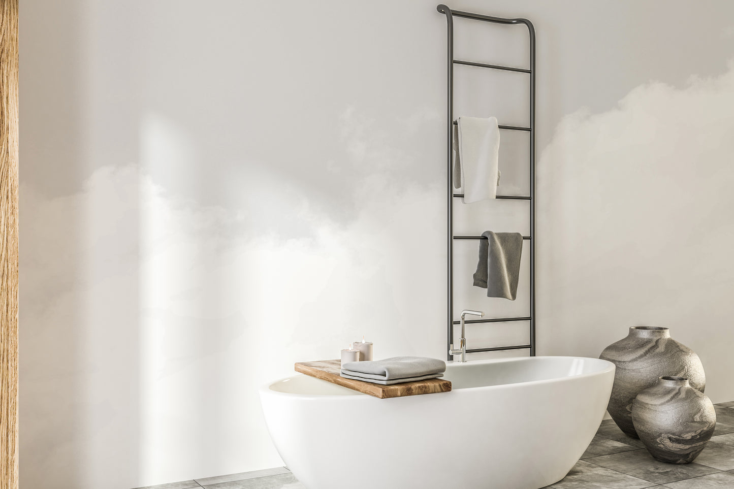 Whimsical Cloud Dancer mural perfect for a child's playroom or bedroom.