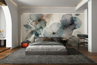 Elegant flower wallpaper for a peaceful master bedroom feature wall.