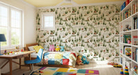 Green woodland scene Forest Dreamscape nursery wallcovering.