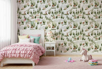 Lush nature pattern Forest Dreamscape wallpaper for walls.