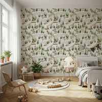 Watercolor Forest Dreamscape wall decor with woodland animals.