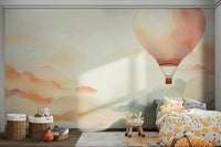 Dreamy Balloon Journey Wall Mural in an open plan living space.