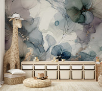 Neutral color botanical graphics for a sophisticated guest suite.