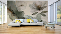 Wallpaper mural with sage plants and soft texture

