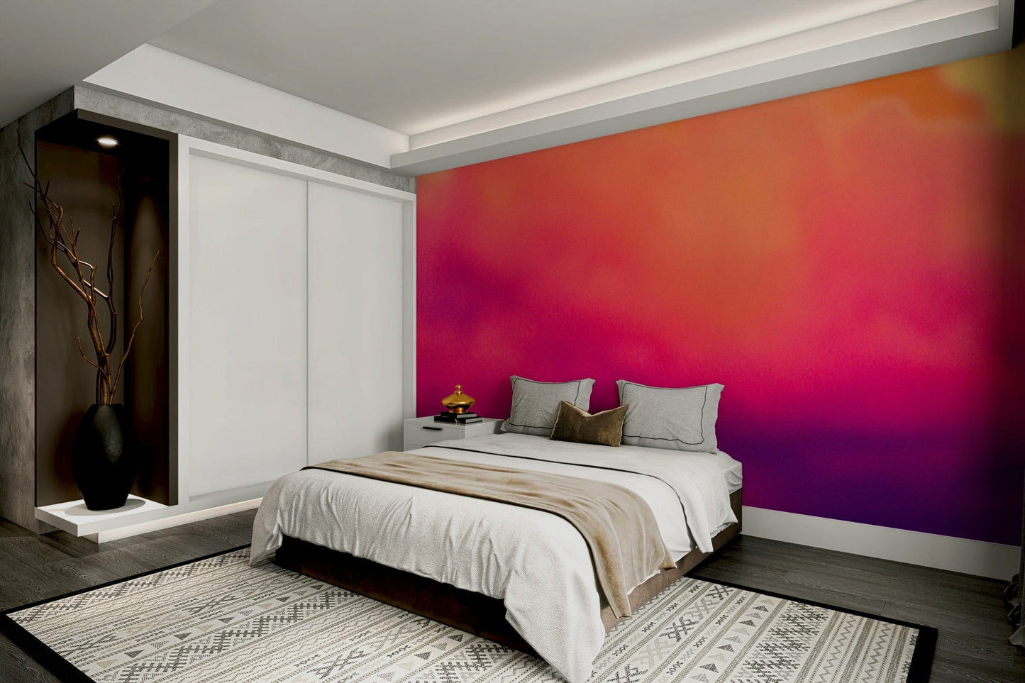 A calming serene sky wallpaper mural that defines a space.

