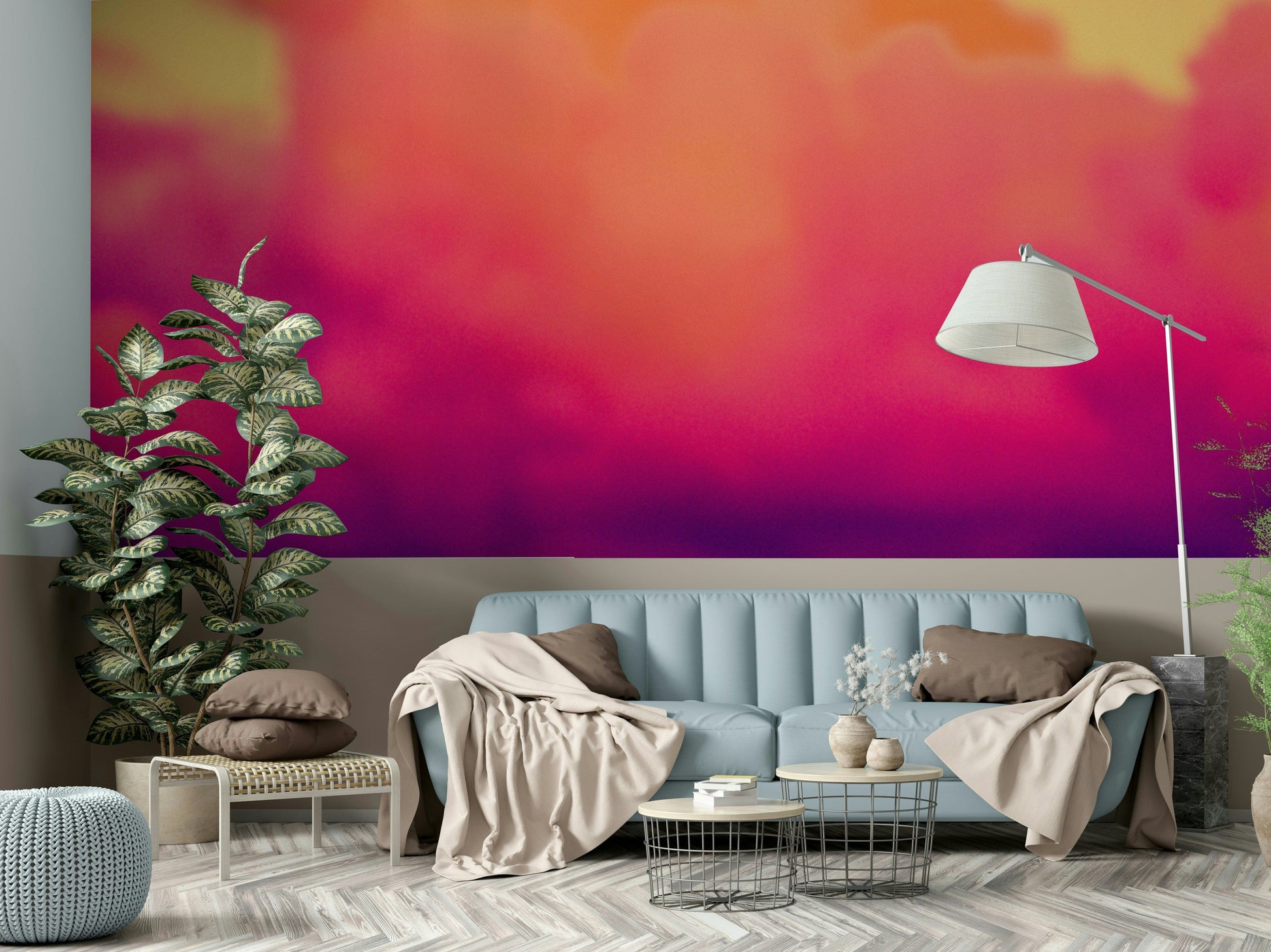 A tranquil white cloud wall mural for your decor.

