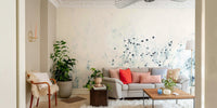A contemplative floral pattern wallpaper mural for a feature wall.

