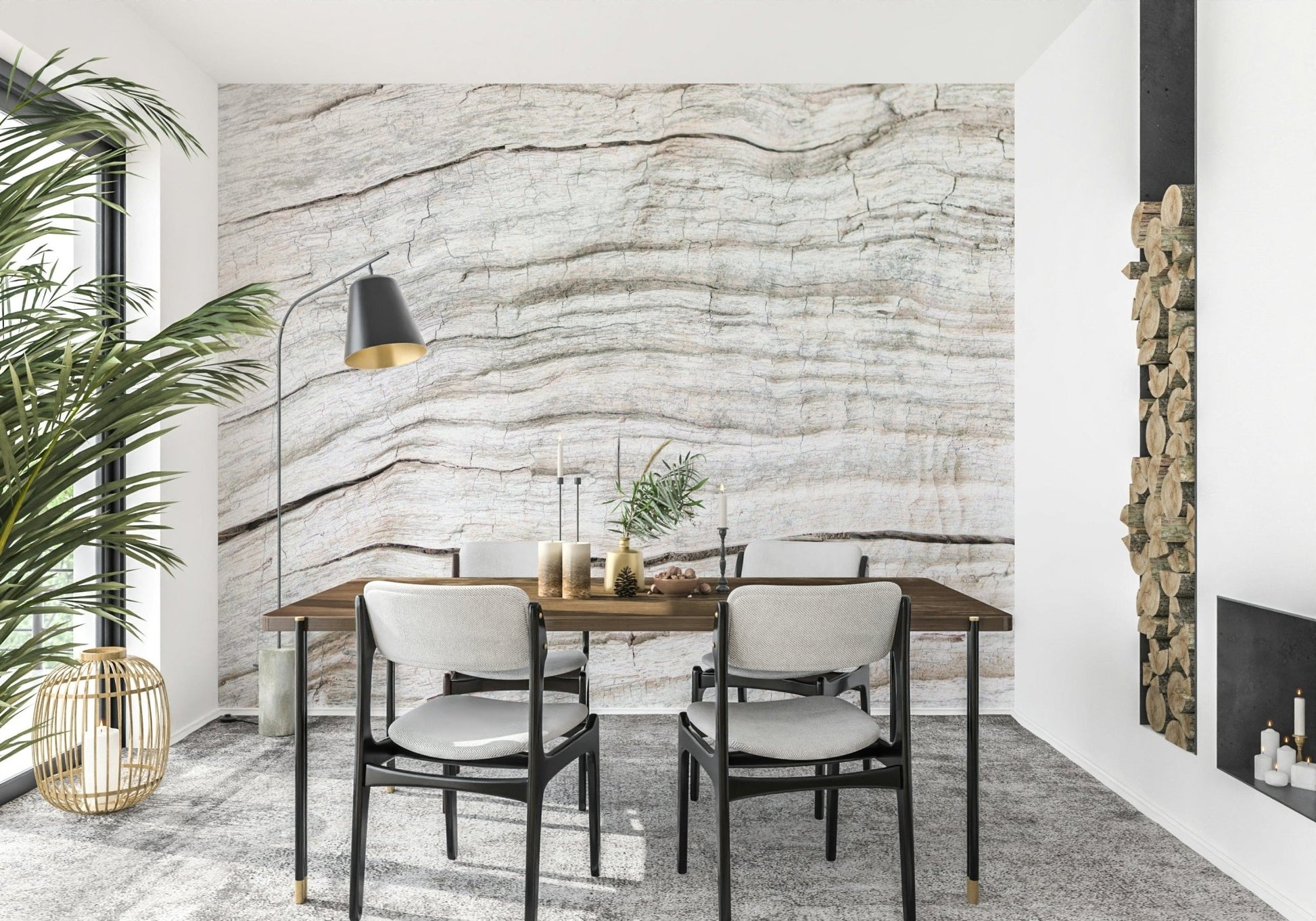 Weathered coastal timber look in Driftwood Texture Wall Mural soft grain wall