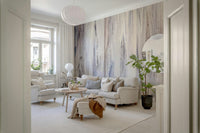 Wall mural combining gentle dripping effects and soft color gradients for serene, elegant décor.