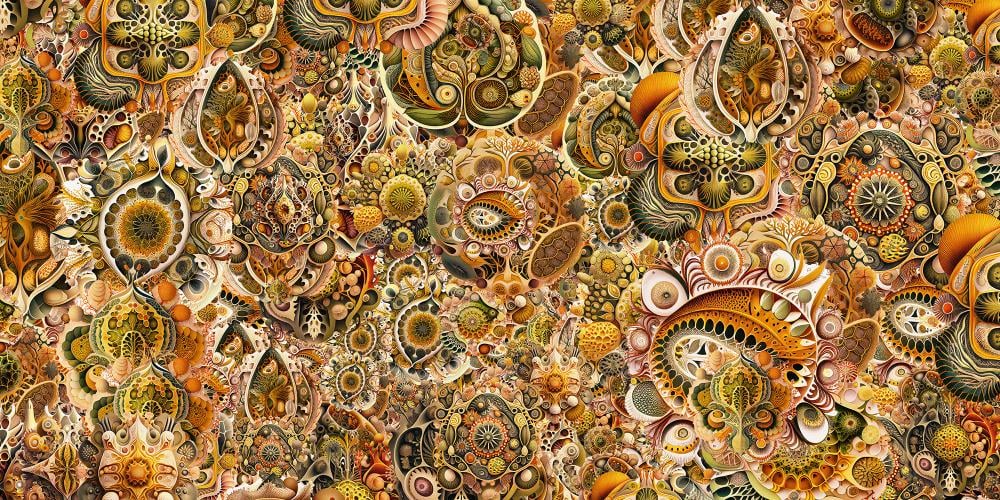 Yellow Brown Abstract Haeckel Wallpaper Murals in your room — zoomed