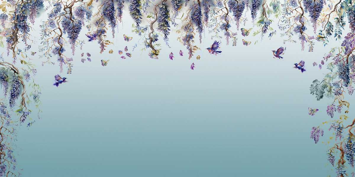 Wisteria Romance Blue Wallpaper Murals