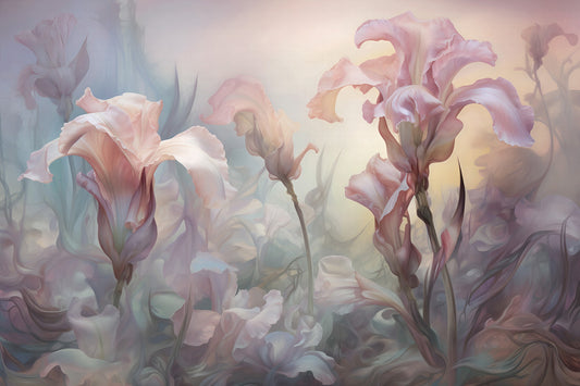Iris Pale Pastel Floral Wallpaper Mural