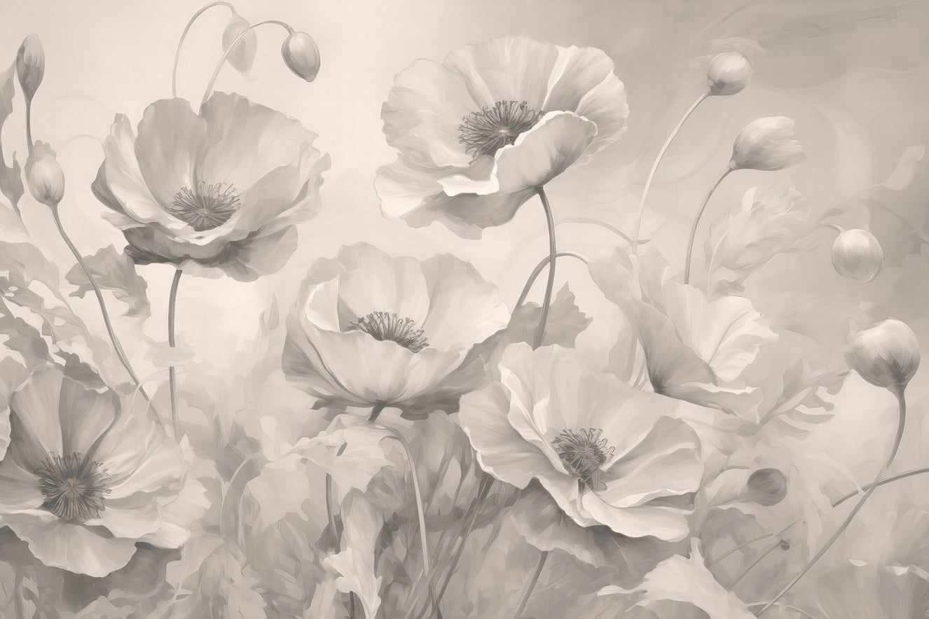 Grey Floral Peel and Stick Wallpaper