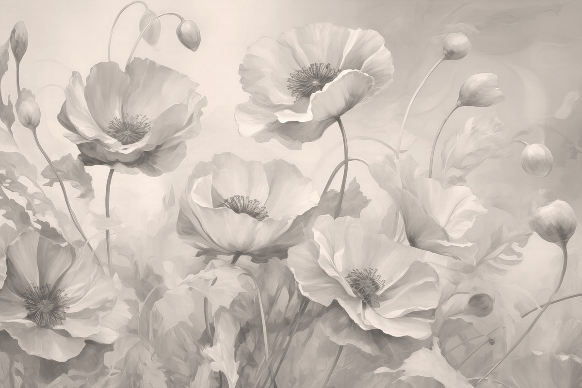 Grey Floral Peel and Stick Wallpaper in your room