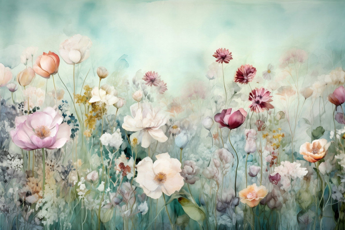Colorful Pastel Flower Wallpaper Mural in your room