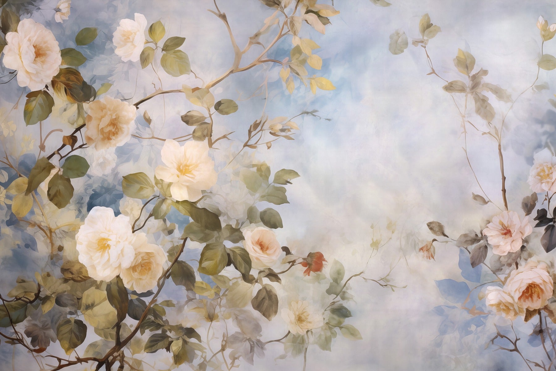 White Roses Blue Sky Wallpaper Murals