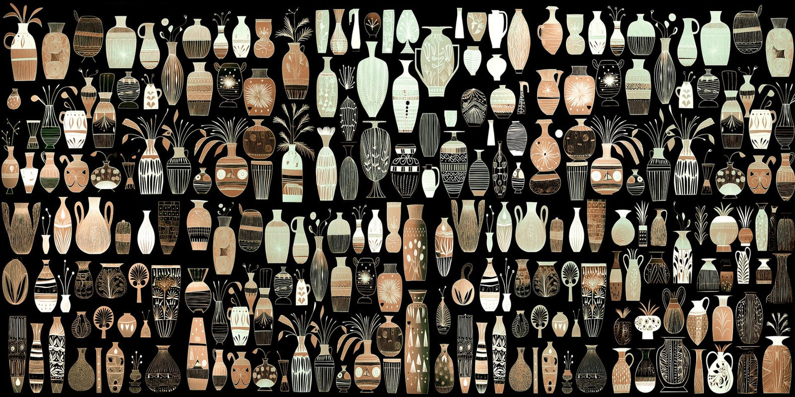 Woodcut Vase Design Wallpaper Murals