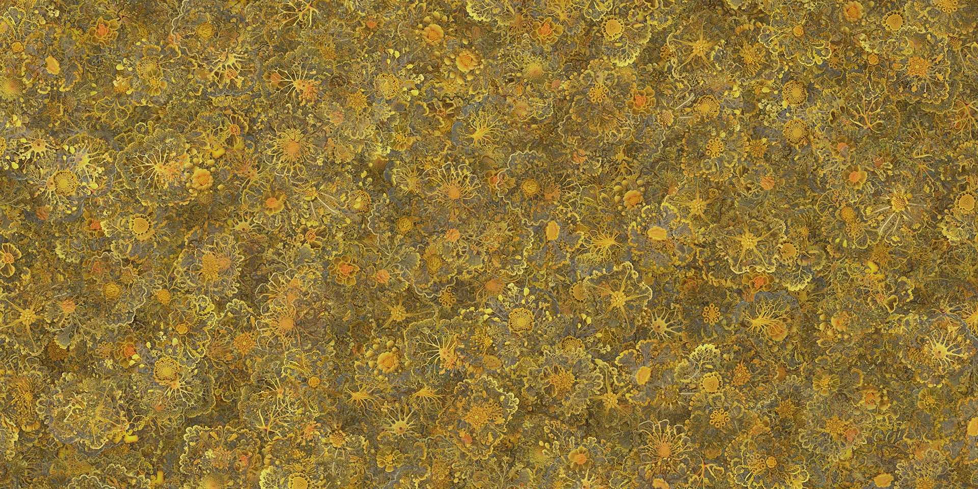 Yellow Mycelium Nature Power Embroidery Wallpaper Murals