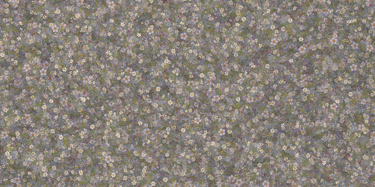 Embroidery Wild Flowers Lila White Wallpaper Murals in your room