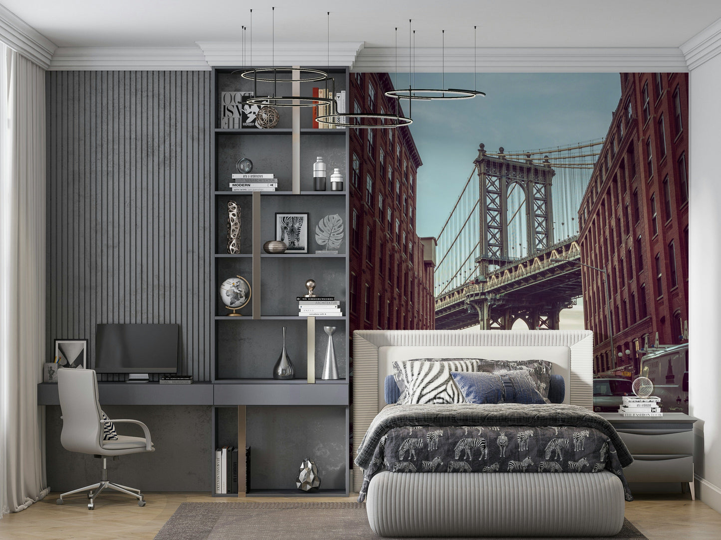 Manhattan Bridge view DUMBO Dawn wallpaper for walls.