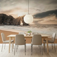 Scenic shore wall mural with ocean waves