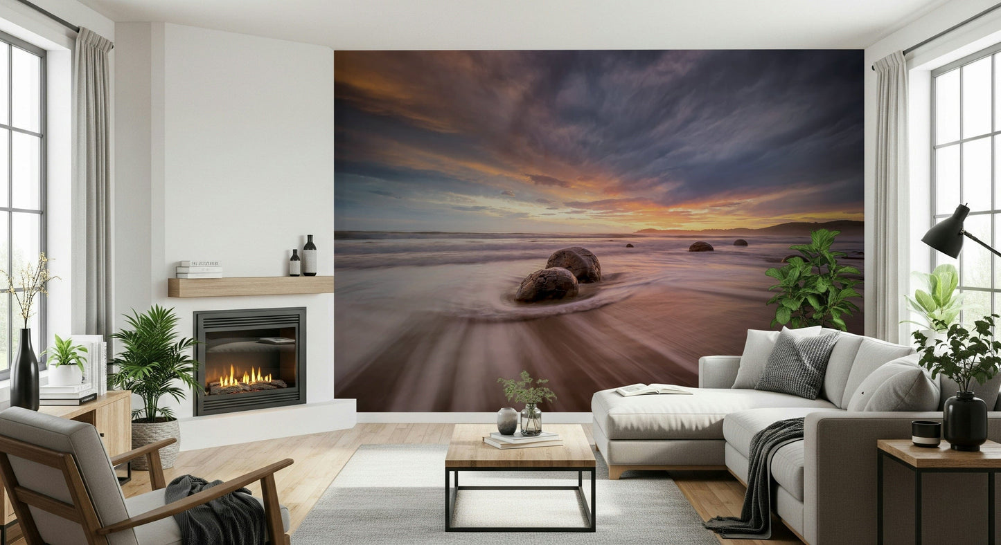 Coastal Stones at Dusk Wall Mural -2313117