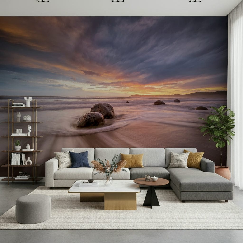 Coastal Stones at Dusk Wall Mural -2313117