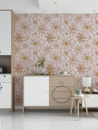Dusty Rose Floral Dream wallpaper with a repeating pattern of dreamy hand-drawn flowers.