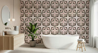 Dusty rose geometric wallpaper in blush and charcoal