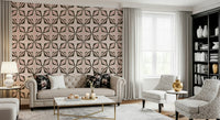 Statement dusty rose wallpaper in modern retro style