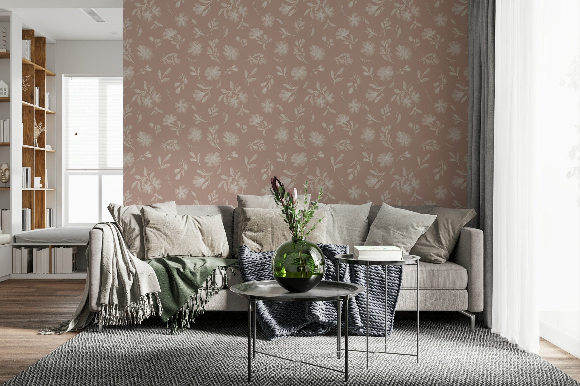 Charming Dusty Rose Blooms wallpaper for walls pattern