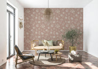 Pastel Dusty Rose Blooms peel and stick wallpaper