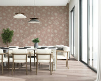 Boho style Dusty Rose Blooms wallpaper for walls